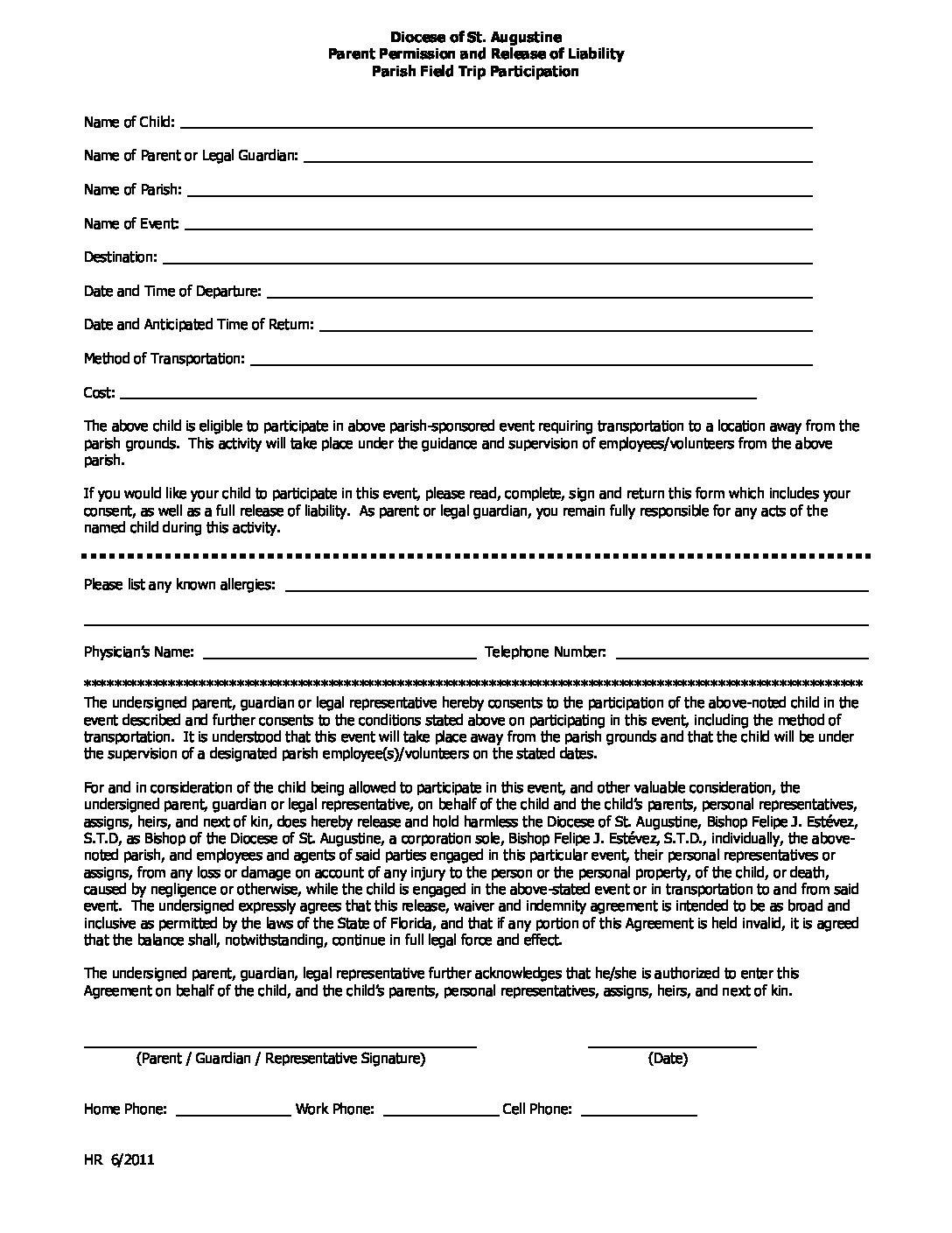 2011-Revised-Parish-Youth-permission-slip | Youth Ministry -Youth Ministry